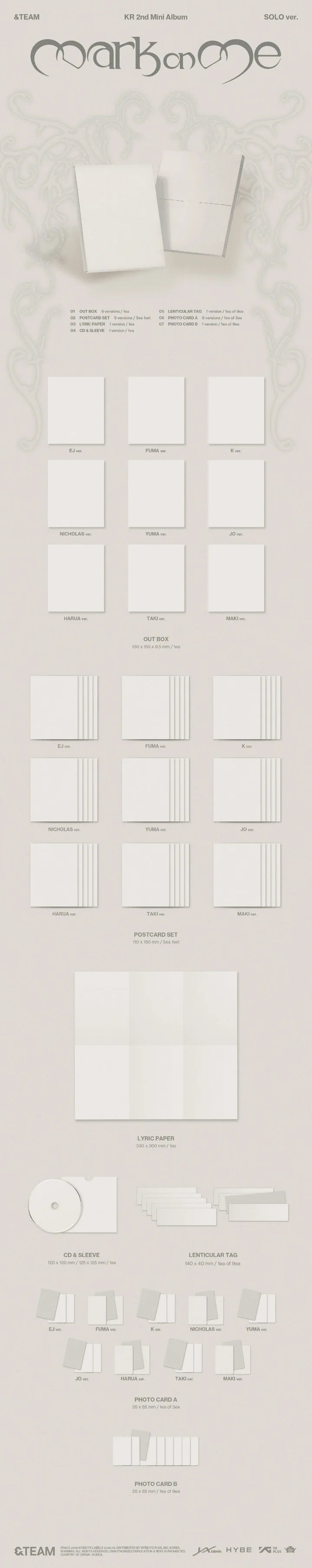 [PRE ORDER] &TEAM - Mark on Me  [SOLO EDITION.)
