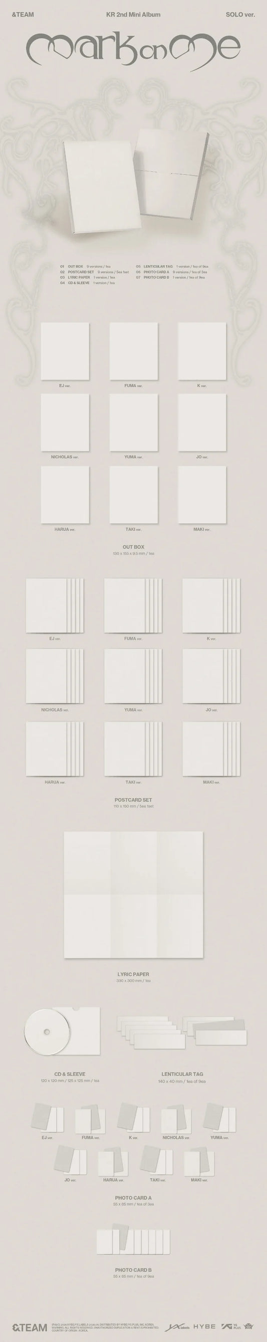 [PRE ORDER] &TEAM - Mark on Me  [SOLO EDITION.)