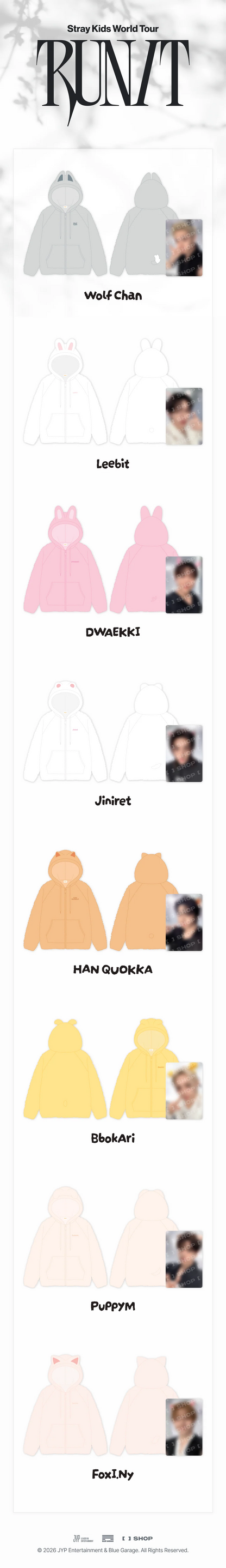 [PRE-ORDER.] STRAY KIDS - RUN IT MD (SKZOO FLEECE HOOD ZIP-UP)