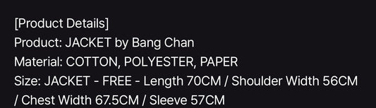 Jacket By Bang Chan.