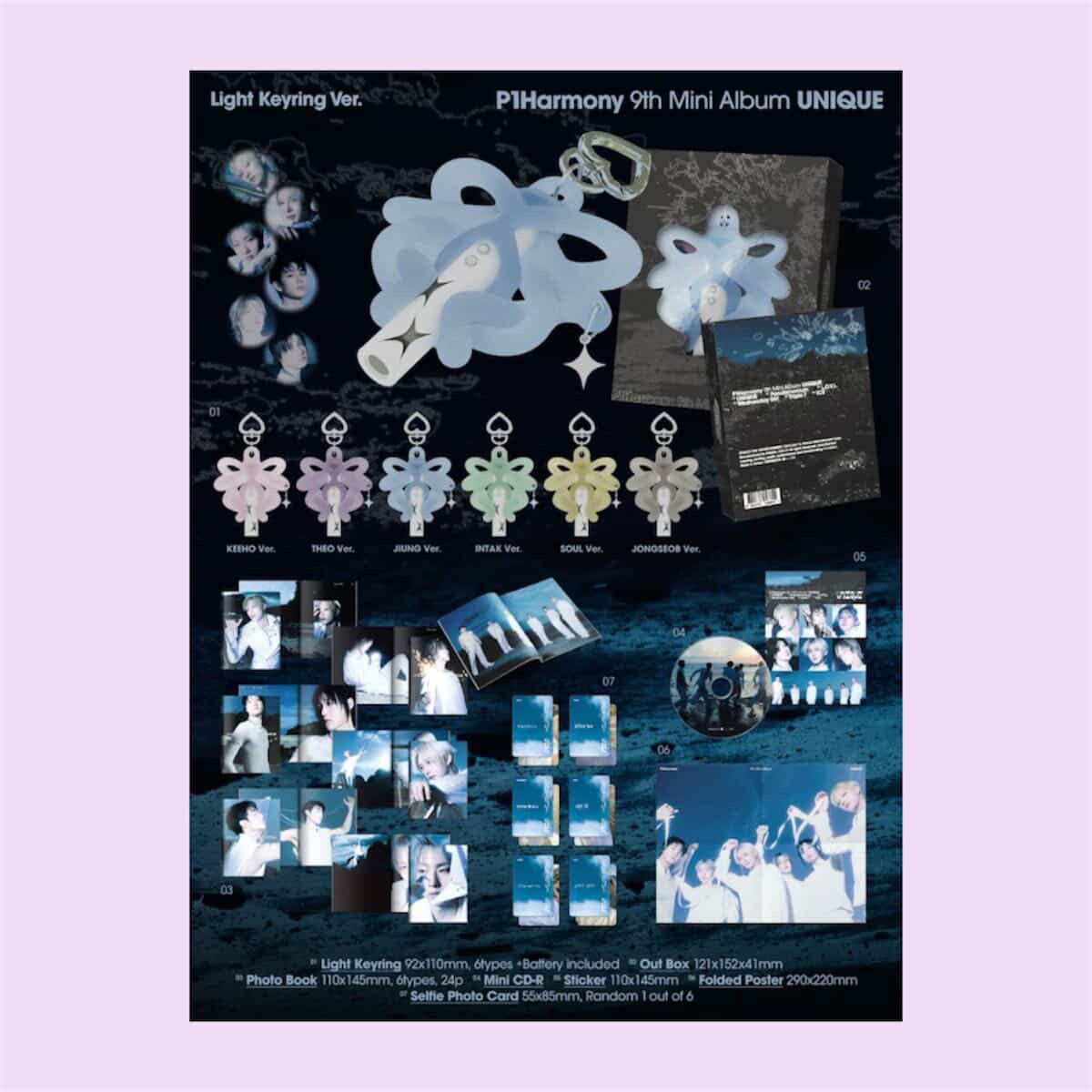 P1HARMONY - 9th Mini Album [UNIQUE] (Light Keyring Ver.)